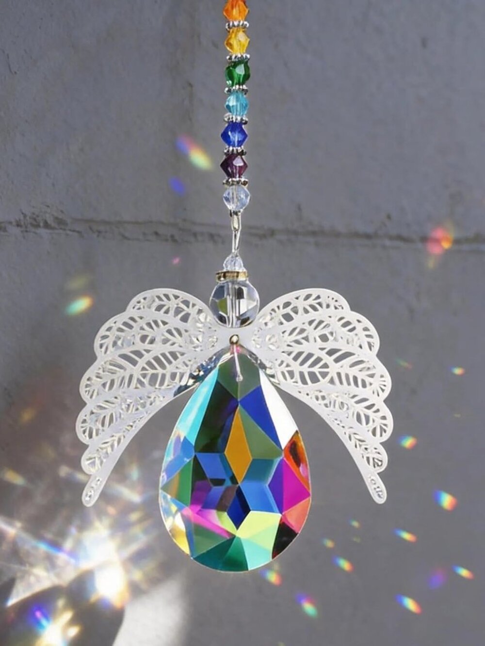Hanging Crystal Guardian Angel Suncatcher Glass Christmas Angel Ornaments